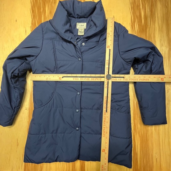LL Bean Navy Blue Puffer Quilted Jacket Snap Up Women's Reg Medium - Picture 4 of 7